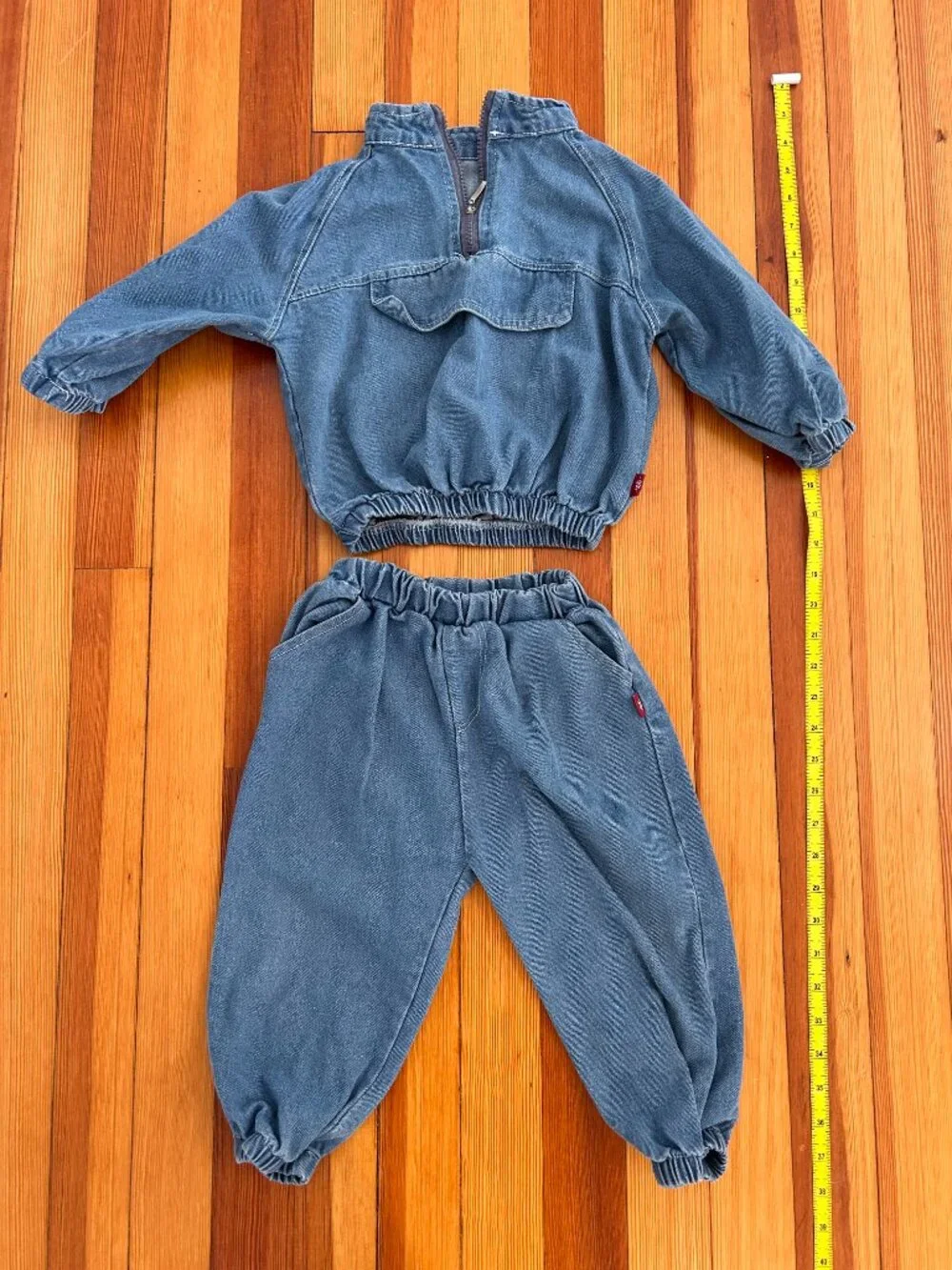 MiniOlie Toddler 2-Piece Zipper Denim Cool Blue / 2-3T Matching Set